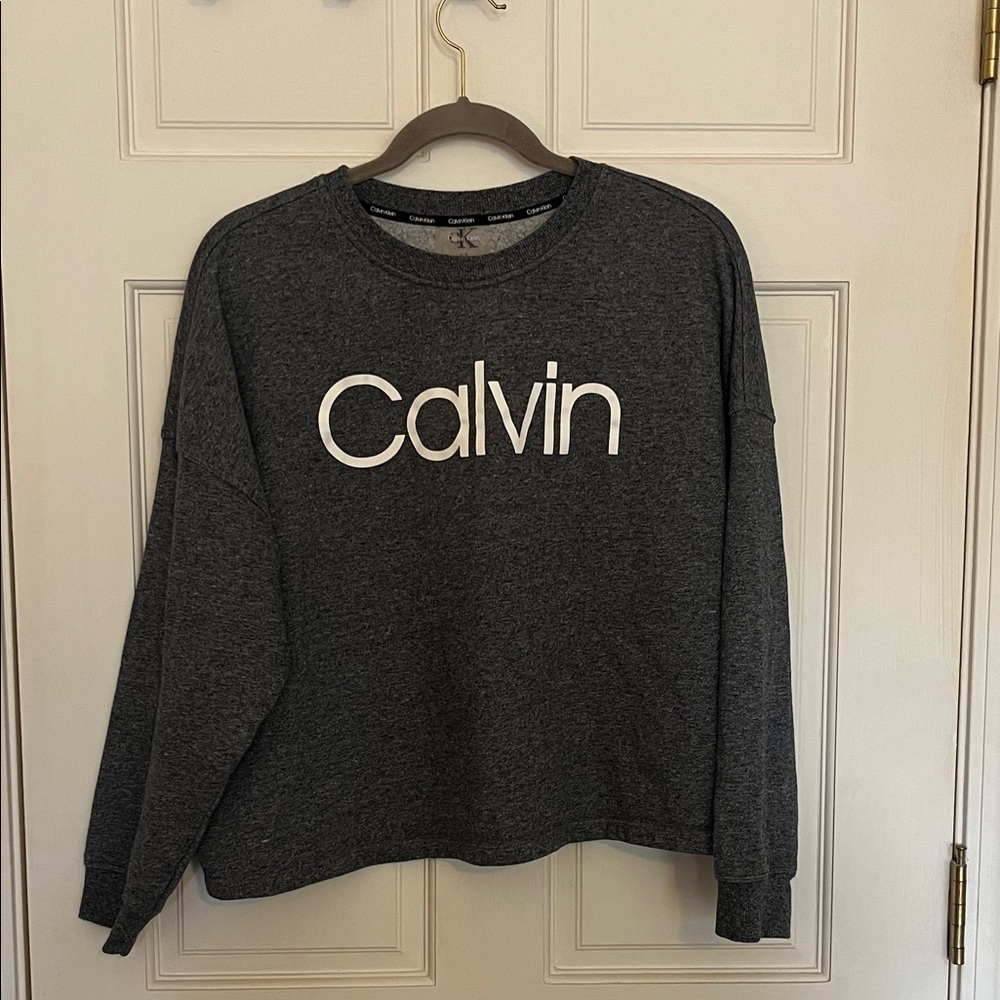 Calvin Klein | Large |Charcoal Pullover Sweatshirt with White Logo